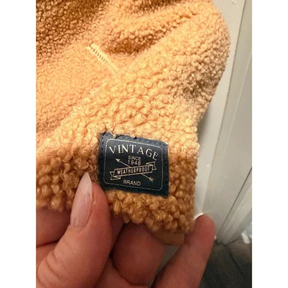 Weatherproof Vintage Mens XXL Sherpa Fleece Vest Tan Full Zip Mock Neck NWT - Picture 3 of 9